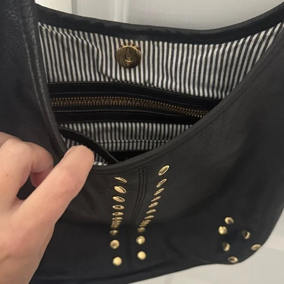 Minkette by Rebecca Minkoff Black Hobo Bag with Gold Accents